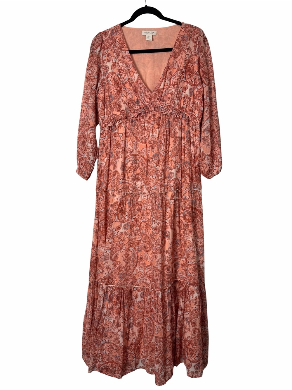 Rachel Zoe Boho Paisley Tiered Maxi Dress Cottagecore Romantic Cotton S - Picture 2 of 7